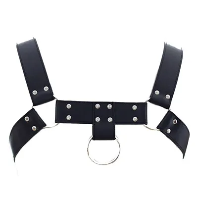 Male Body Chest PU Leather Belt Harness Adjustable Costume Buckles Clubwear UK • £13.98