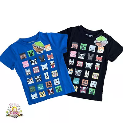 Minecraft T-Shirt Top Boys Game Kids Childrens Short Sleeve Creeper Tshirt Gamer • £5.39