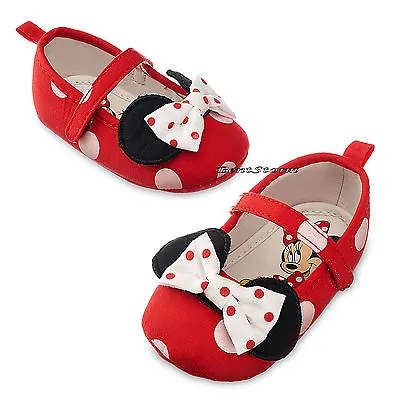 Minnie Mouse RED Polka Dot With Bow COSTUME BABY Dress Up SHOES Disney Store 0-6 • $11.95