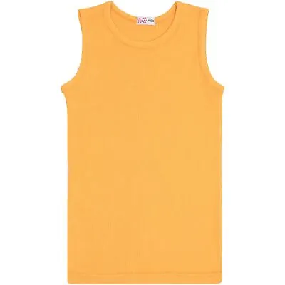 Kids Girls Ribbed Stylish Vest Top 100% Cotton Fashion T Shirt New Age 5-13 Year • £5.99