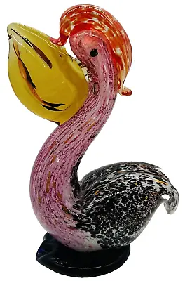 Vintage Art Glass Pelican Figurine Hand Blown Murano Style Paperweight Bird • $35