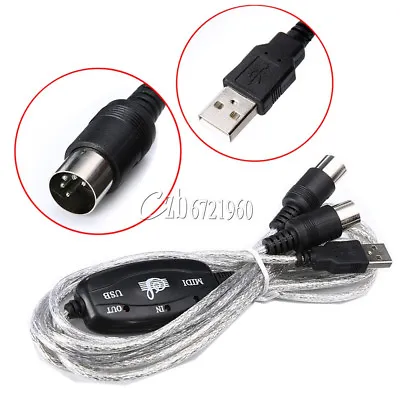 USB MIDI IN-OUT Interface Cable Converter PC To Music Keyboard Cord Adapter • $4.51