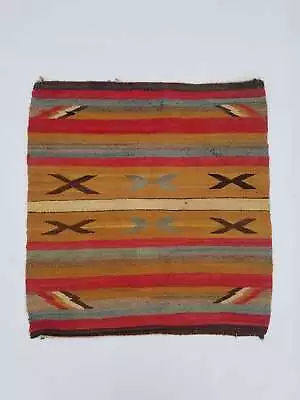 Antique Navajo Handwoven Native American Indian Rug Wool Blanket Carpet 78x74cm • £200