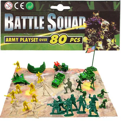 80 PCS Battle Squad Army Playset Toy Soldiers Military Plastic Figurine Figure • $7.28