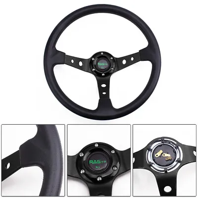14  Drifting Racing Steering Wheel Aluminum 6 Bolt Universal Deep Dish Black • $46.35