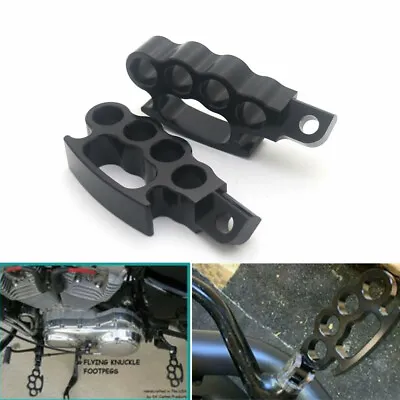 $25.10 • Buy Black Control Foot Pegs Flying Knuckle For Harley V-Rod Sportster Dyna Softail