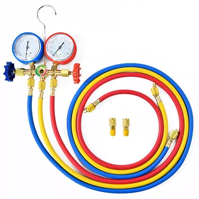 $40.41 • Buy R410A R22 Refrigerant Gauge Kit Manifold Dual Gauges Set Pressure Measuring Tool