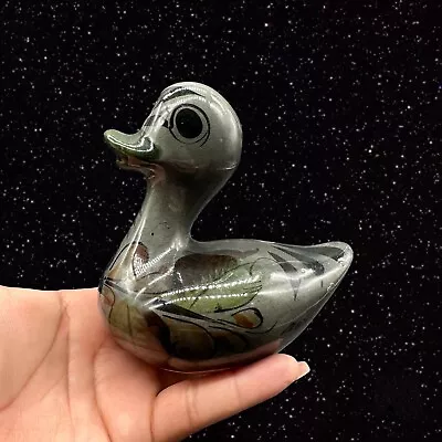 Vintage Mexican Pottery Tonola Duck Bird Handpainted Mexico Folk Art 4”T 4”W • $23.40