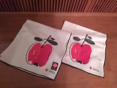 Vera Neumann Red Apple Linen Napkins Set Of 2 NEW Ladybug  Forbidden Fruit  • $12