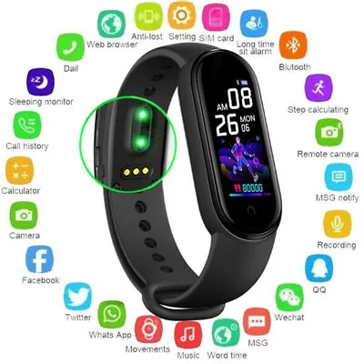 $12.99 • Buy Smart Watch Heart Blood Pressure Rate Fitness Waterproof Tracker IPhone Android