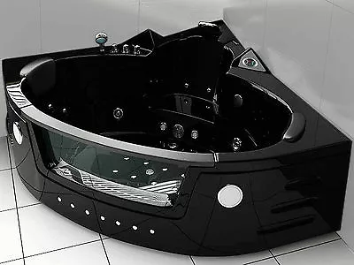 Whirlpool Massage Hydrotherapy Black Corner Bathtub Hot Tub 2 Two Person 59.05  • $3309