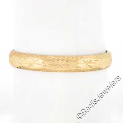 Vintage 18k Yellow Gold Detailed Engraved Star Work Eternity Stack Band Ring • $318.40