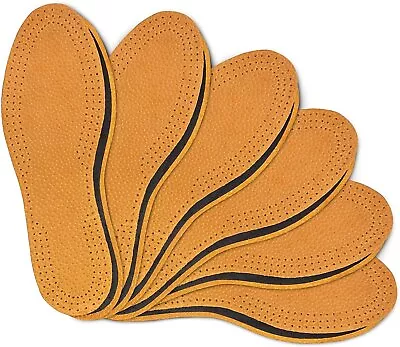 Leather Carbon 6-Pair Natural Leather Shoe Boot Insoles With Activated Carbon • $14.69