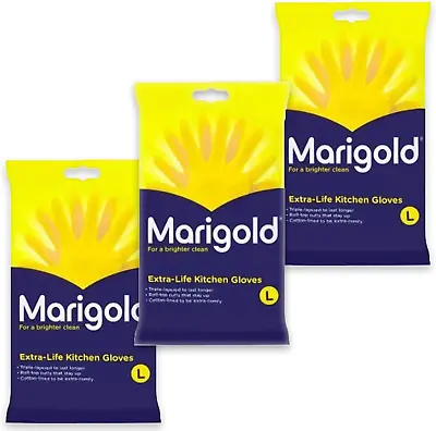 MARIGOLD Kitchen Gloves Large Pack Of 3-10042883 • £10.69