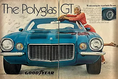 Vintage 1970 Goodyear Polyglas GT Original Print Ad Color 11x17 • $8.04