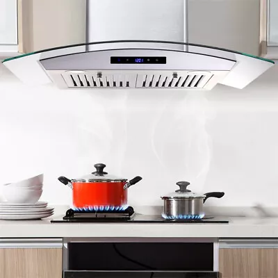 30 Inch Wall-Mounted Range Hood 700CFM Tempered Glass Touch Panel Vented LEDs • $25.99