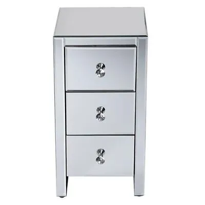 Mirrored Glass Bedside Table With Three Drawers Size S • $116.19