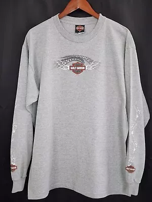 HARLEY DAVIDSON T Shirt 2003 FLAMES MASON OHIO USA Long Sleeve Gray Size XL • $39.99