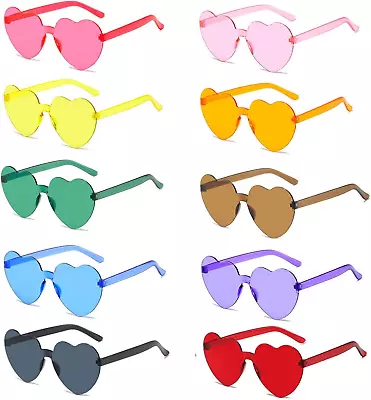 Heart Sunglasses10 Pack Colorful Love Heart Sunglasses Stylish Transparent For • £10.61