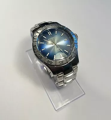 Fossil Blue Stainless Steel Quartz Watch AM-3689 40mm New Battery • $24.99