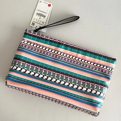 $35.99 • Buy ZARA Multicolor Boho Geometric Aztec Tribal Ethnic Printed Clutch Bag 4689/004