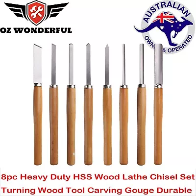 8pc Heavy Duty HSS Wood Lathe Chisel Set Turning Wood Tool Carving Gouge Durable • $34.99