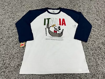 NEW Disney Shirt Adult XL White Blue Epcot Italy Mickey Mouse World Show Case • $29.99