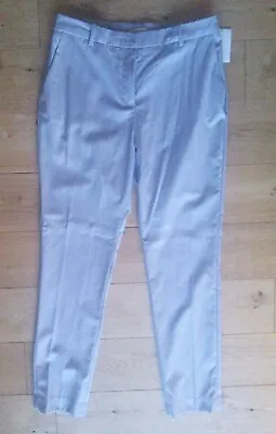 H&M Light Grey Checked Slim Trousers (UK10). New With Tags • £17