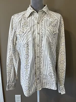 Vintage Fossil Men’s Sz SMALL Fit Pearl Snap Country Western Cotton Shirt • $22.77