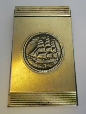 VTG Park Sherman Desktop Notepad Holder Metal Ship Motif Brass Tone Nautical  • $14