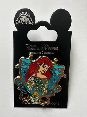 Disney Pin Ariel Shield Pin Princess The Little Mermaid Blue Dress Jeweled Pin • $9.97