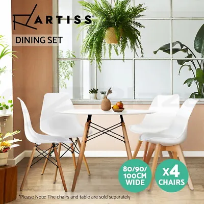 $134.02 • Buy Artiss Dining Table Chairs Dining Set 4 Seater Modern Kitchen Wooden Furniture