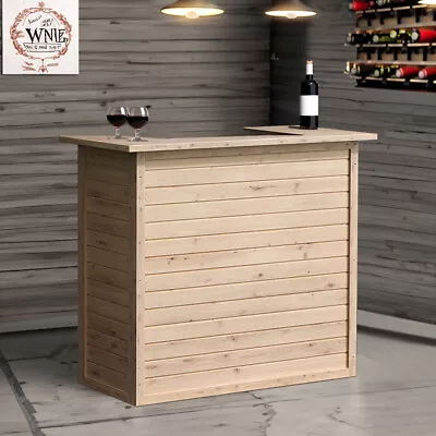 Rustic Pine Wooden Garden Cocktail Bar Home Bar Counter Top Table Reception Desk • £199.95