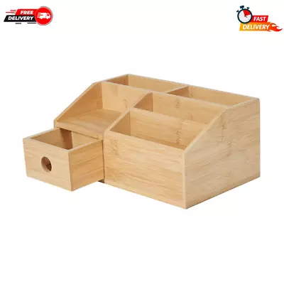 NEW Bamboo Desk Stationery And Other Office Supplies Organiser 5 Compartments AU • $16.99