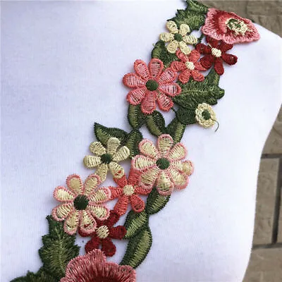 £4.89 • Buy 1-10 Yard Flower Embroidery Trim Lace Ribbon DIY Wedding Dress Sewing Applique