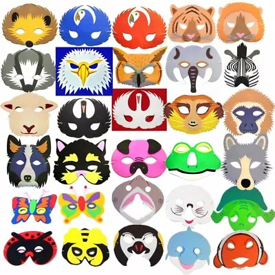 Foam Party Masks - Animals Birds Monsters & More! Kids Fancy Dress Halloween • £2.99