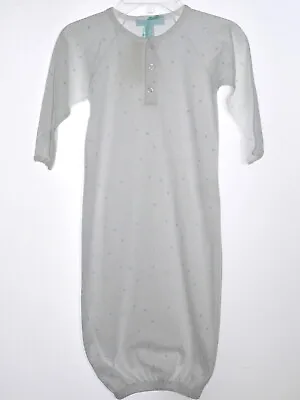 Marie Chantal Open End Pima Cotton Long Sleeping Gown Blue On White NWT • £16