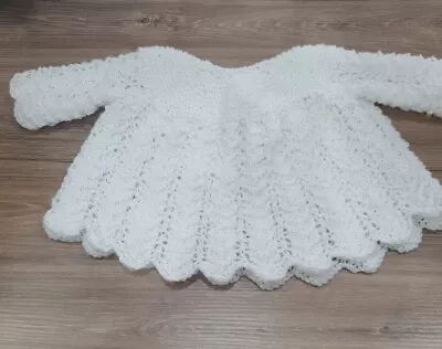£6.99 • Buy New Hand Knit Baby Girls Angel Top/dress 0-3 Months White Shimmer
