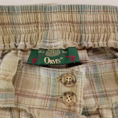 Vintage Orvis Skirt Womens Size 9 Beige Tartan Maxi W/Pocket Cotton Boho Cottage • $17.99