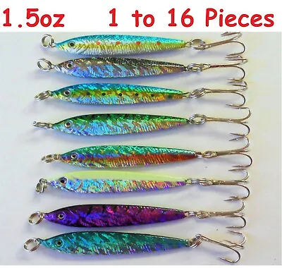 1 To 16 Pieces 1.5oz Mega Live Bait Metal Jigs Fishing Lures With Treble Hook  • $2.99