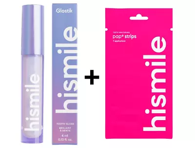 NEW Hismile COMBO BUNDLE Glostik Tooth Gloss 0.13floz 4ml & Pack Of Pap+ Strips • $34.95