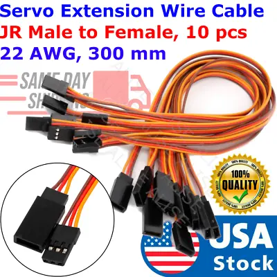 10pc 300MM Servo Extension Male To Female Lead Wire Cable For RC/Futaba/JR 30cm • $9.98
