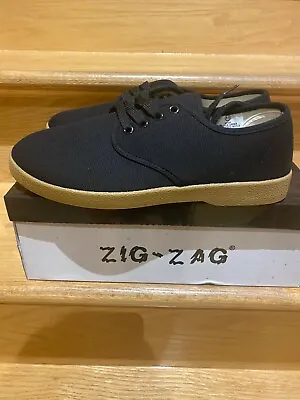 Nib Zig Zag Black Winos Canvas Oxfords Men Shoes Laces Sizes 7-13 • $24.99