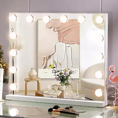 15 Bulbs LED Hollywood Mirror Large 58x45cm Vanity Makeup Mirror USB Charging • £52.99