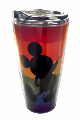 Disney Mickey Mouse Rainbow Stripe Pride 20oz Travel Tumbler Cup New • $29.99