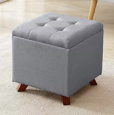 Linen Tufted Square Storage Ottoman With Lift Off Lid Ottoman With Storage For  • $64.99