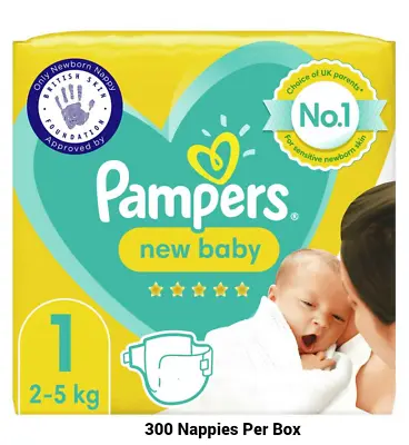 300 Nappies Pampers New Baby Size 1 2kg-5kg Essential Pack - Honest Grocer • £72.99