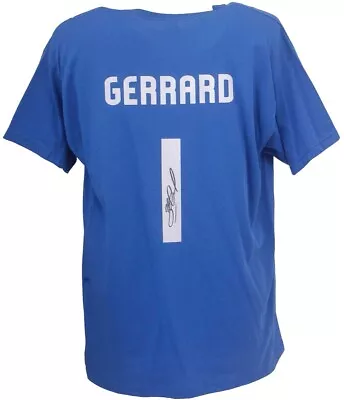 £40 • Buy Steven Gerrard Rangers Hand Signed Large Blue T Shirt AFTAL COA