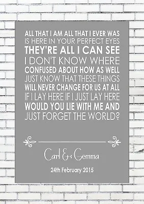 CHASING CARS – SHOW PATROL Wedding Anniversary Personalised First Dance Lyrics • £6.55