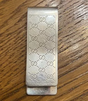 GUCCI Money Bill Clip Diamantissima Logo Sterling Silver Italy Used VTG  925 • $88.88